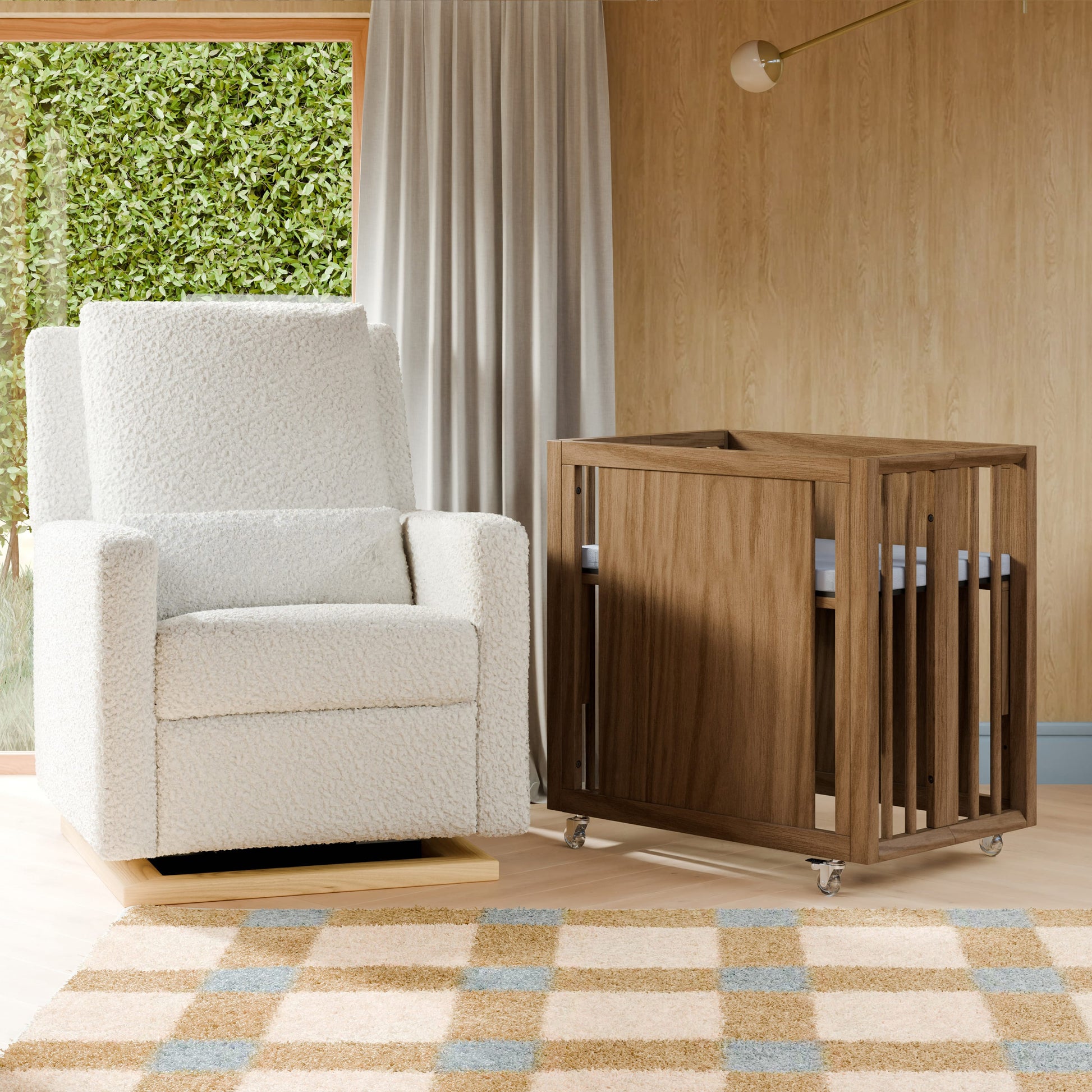 Babyletto Palma 8-in-1 Convertible All-Stages® Crib with Bassinet & Toddler Bed Kits - Natural Walnut