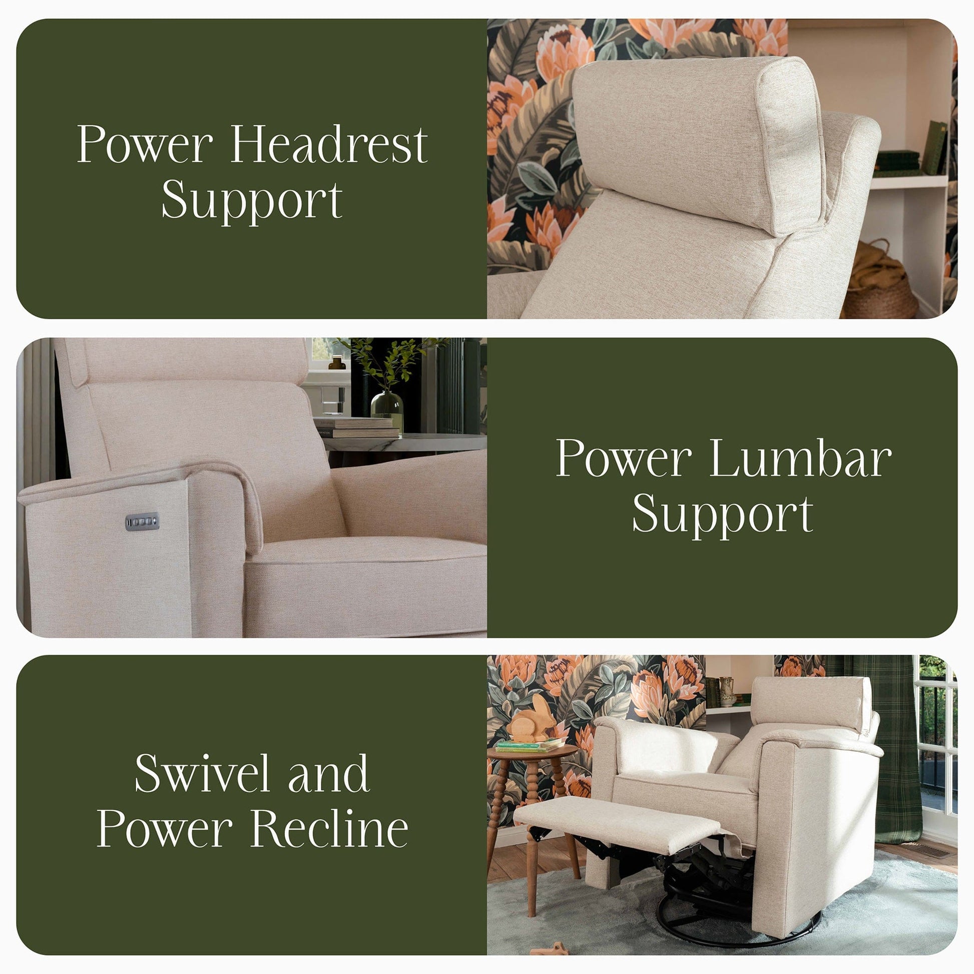 Namesake Willa Pro Power Recliner and Swivel Glider with Power Headrest, Lumbar & Light - Performance Beach Eco-Weave - M17182PBEW