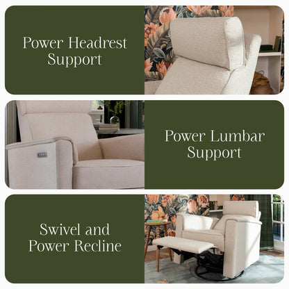 Namesake Willa Pro Power Recliner and Swivel Glider with Power Headrest, Lumbar & Light - Performance Beach Eco-Weave - M17182PBEW