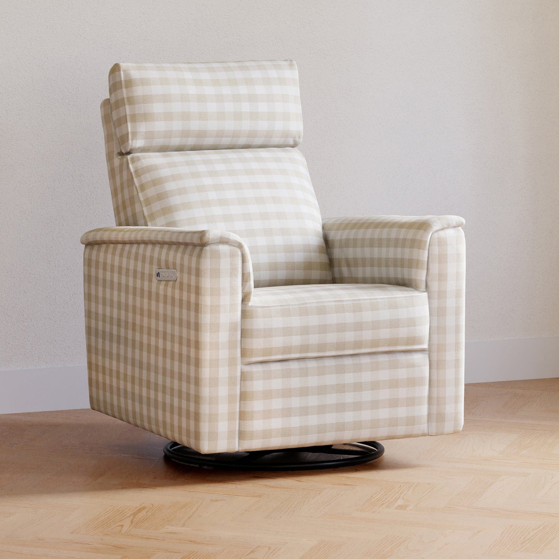 Namesake Willa Pro Power Recliner and Swivel Glider with Power Headrest, Lumbar & Light - Tan Gingham - M17182TGH