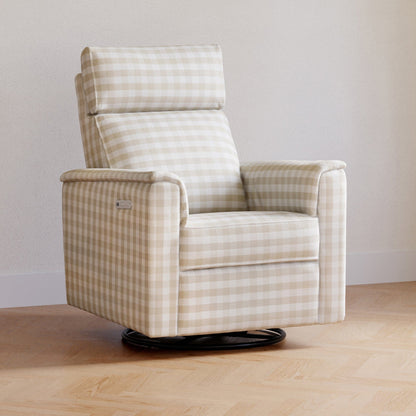 Namesake Willa Pro Power Recliner and Swivel Glider with Power Headrest, Lumbar & Light - Tan Gingham - M17182TGH