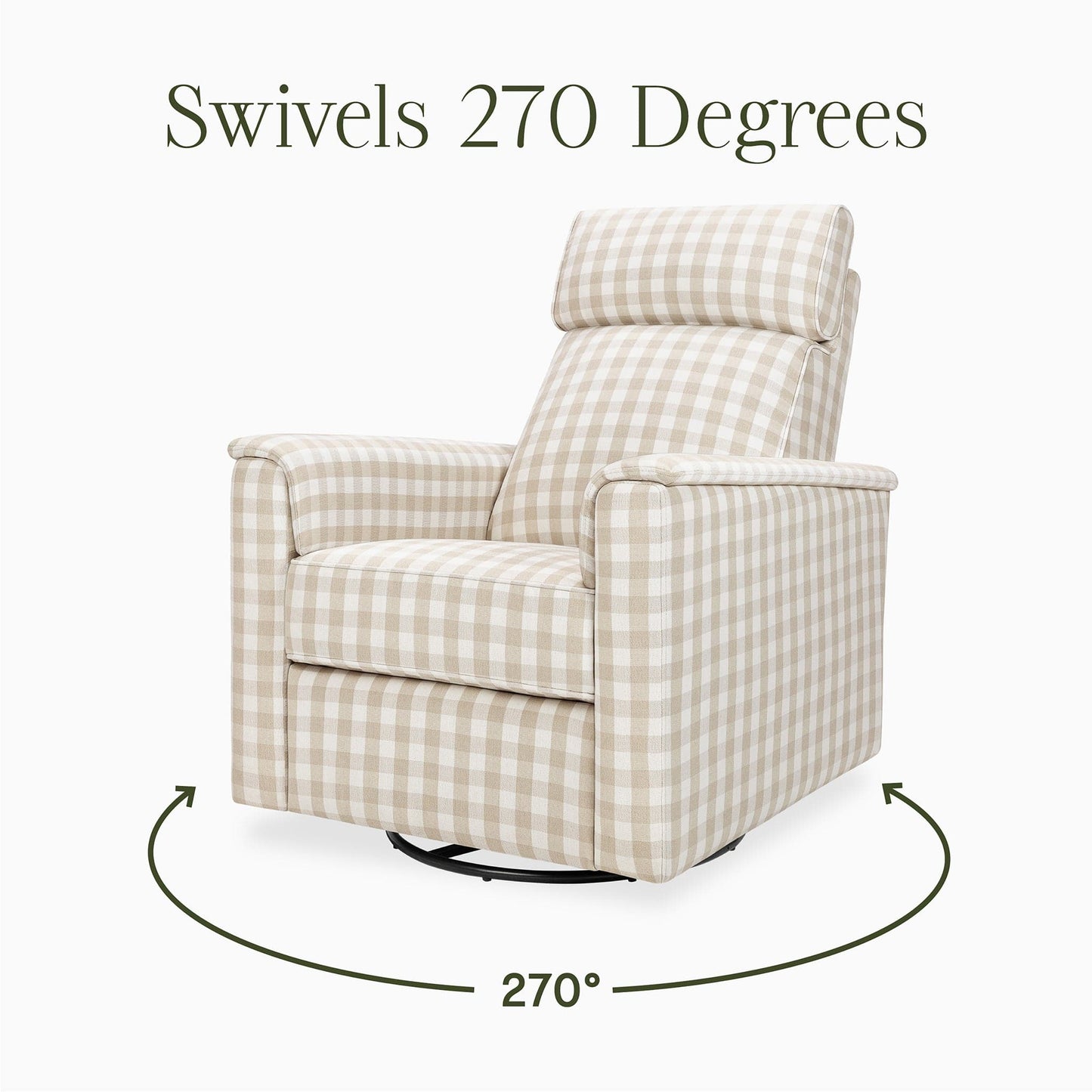 Namesake Willa Pro Power Recliner and Swivel Glider with Power Headrest, Lumbar & Light - Tan Gingham - M17182TGH