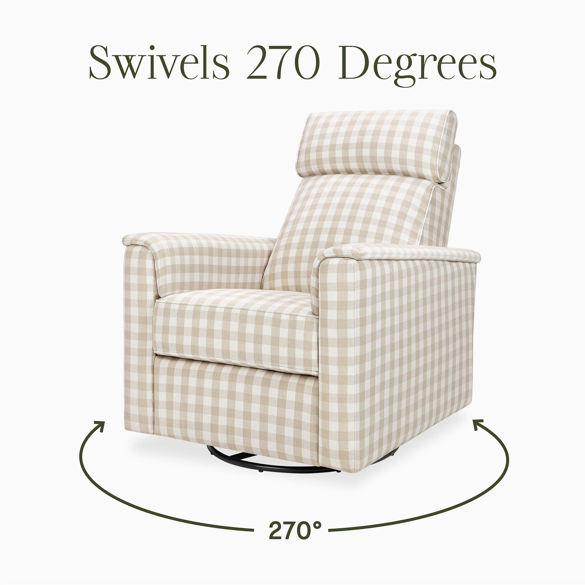 Namesake Willa Pro Power Recliner and Swivel Glider with Power Headrest, Lumbar & Light - Tan Gingham - M17182TGH