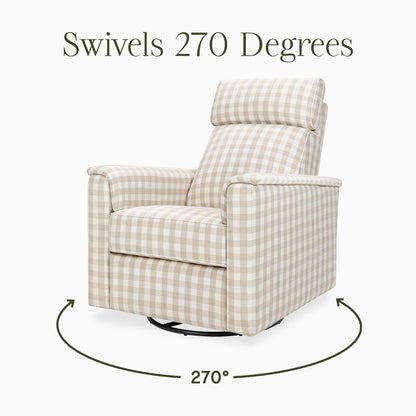 Namesake Willa Pro Power Recliner and Swivel Glider with Power Headrest, Lumbar & Light - Tan Gingham - M17182TGH