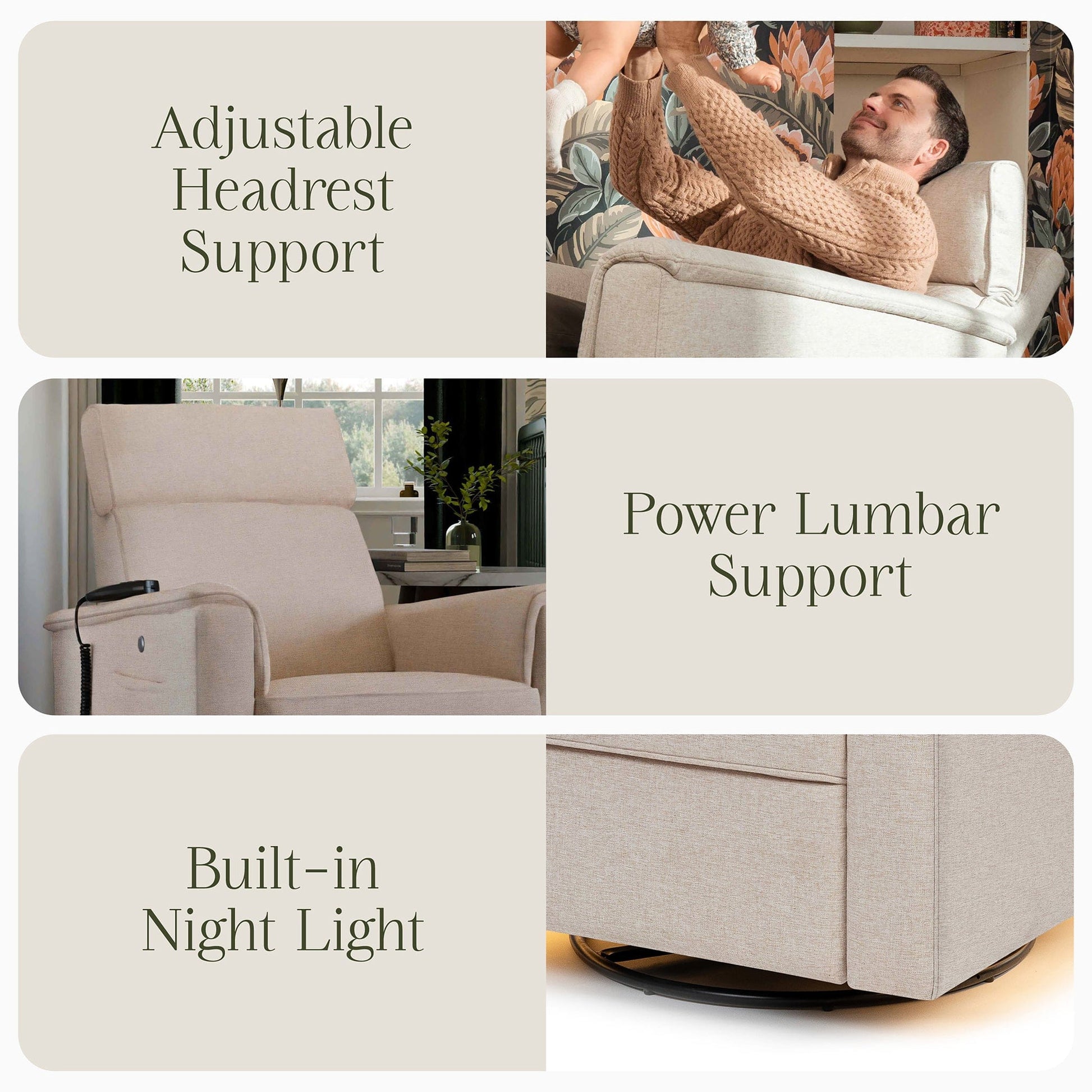 Namesake Willa Deluxe Power Glider Recliner w/ Heat & Massage - Performance Beach Eco-Weave - M17183PBEW