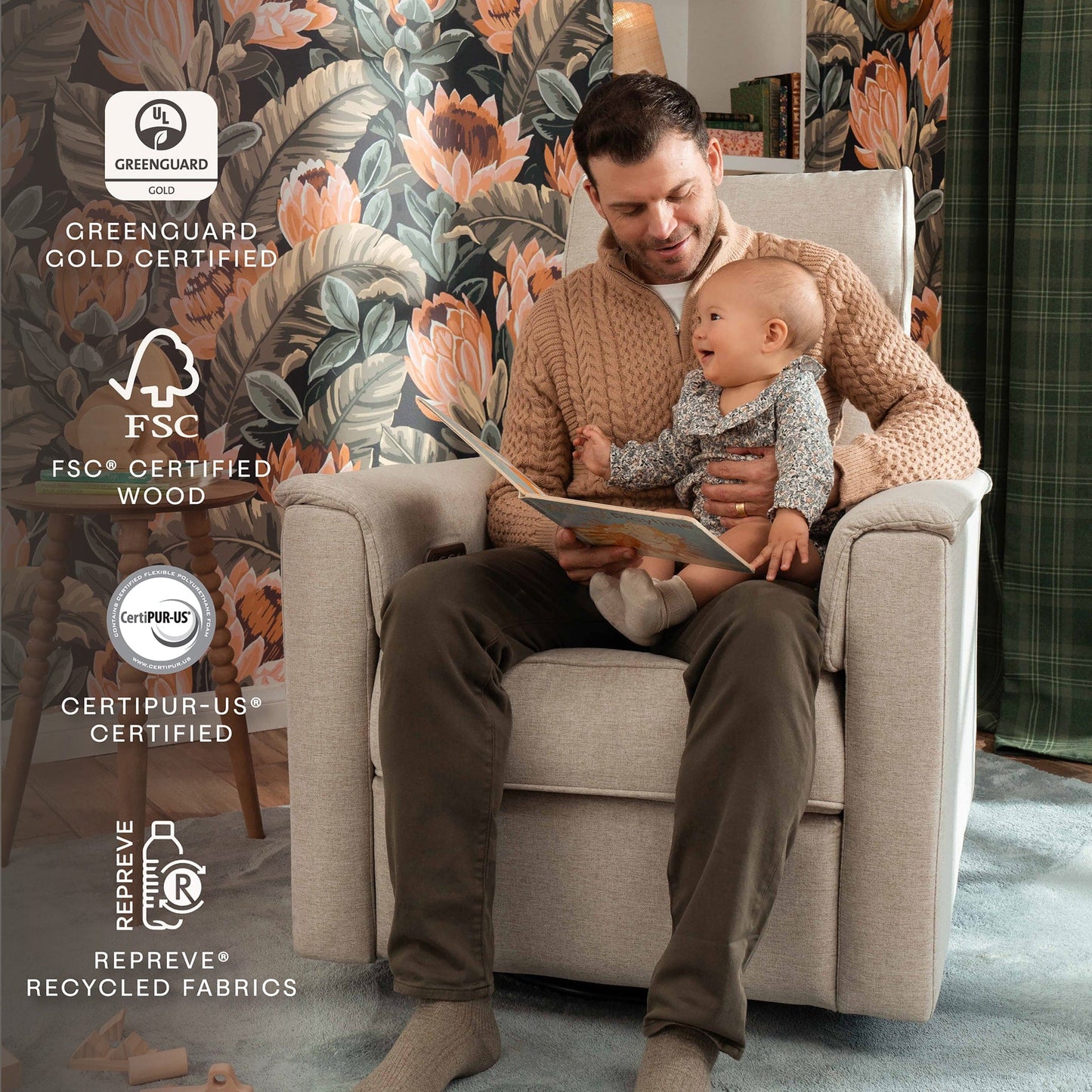 Namesake Willa Deluxe Power Glider Recliner w/ Heat & Massage - Performance Beach Eco-Weave - M17183PBEW