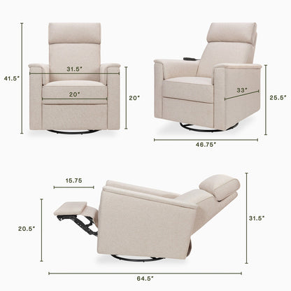 Namesake Willa Deluxe Power Glider Recliner w/ Heat & Massage - Performance Beach Eco-Weave - M17183PBEW