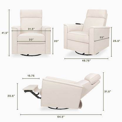 Namesake Willa Deluxe Power Glider Recliner w/ Heat & Massage - Performance Cream Eco-Weave - M17183PCMEW