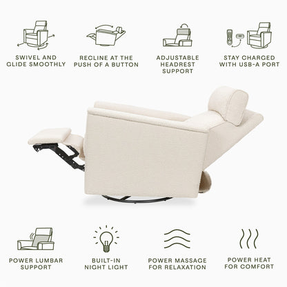 Namesake Willa Deluxe Power Glider Recliner w/ Heat & Massage - Performance Ivory Boucle - M17183PWB