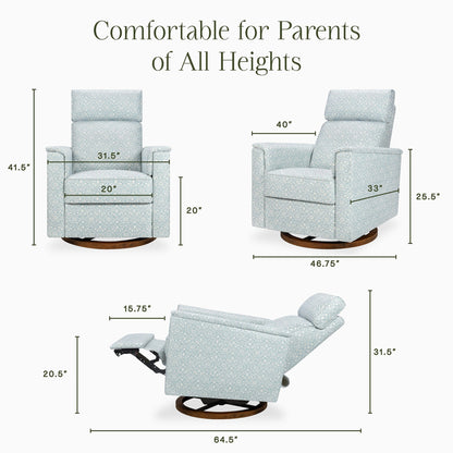 Morris & Co. x Namesake Willa Plus Power Glider Recliner w/ Power Headrest - Bellflowers in Powdered Blue - M17186BPBDB