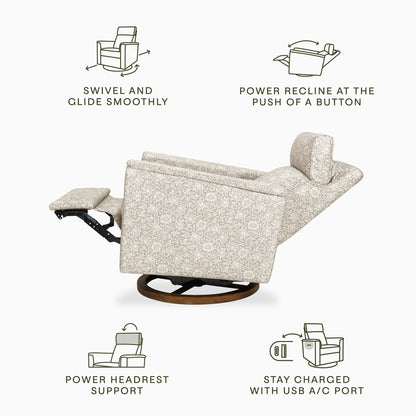 Morris & Co. x Namesake Willa Plus Power Glider Recliner w/ Power Headrest - Mallow in Ash - M17186MADB