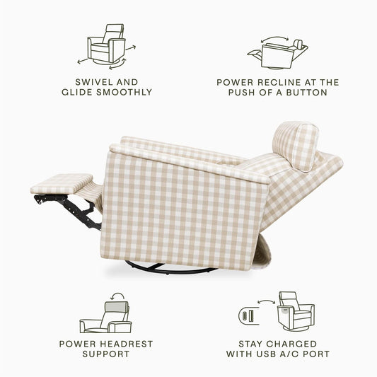 Namesake Willa Plus Electric Glider Recliner w/ Electric Headrest - Tan Gingham - M17186TGH