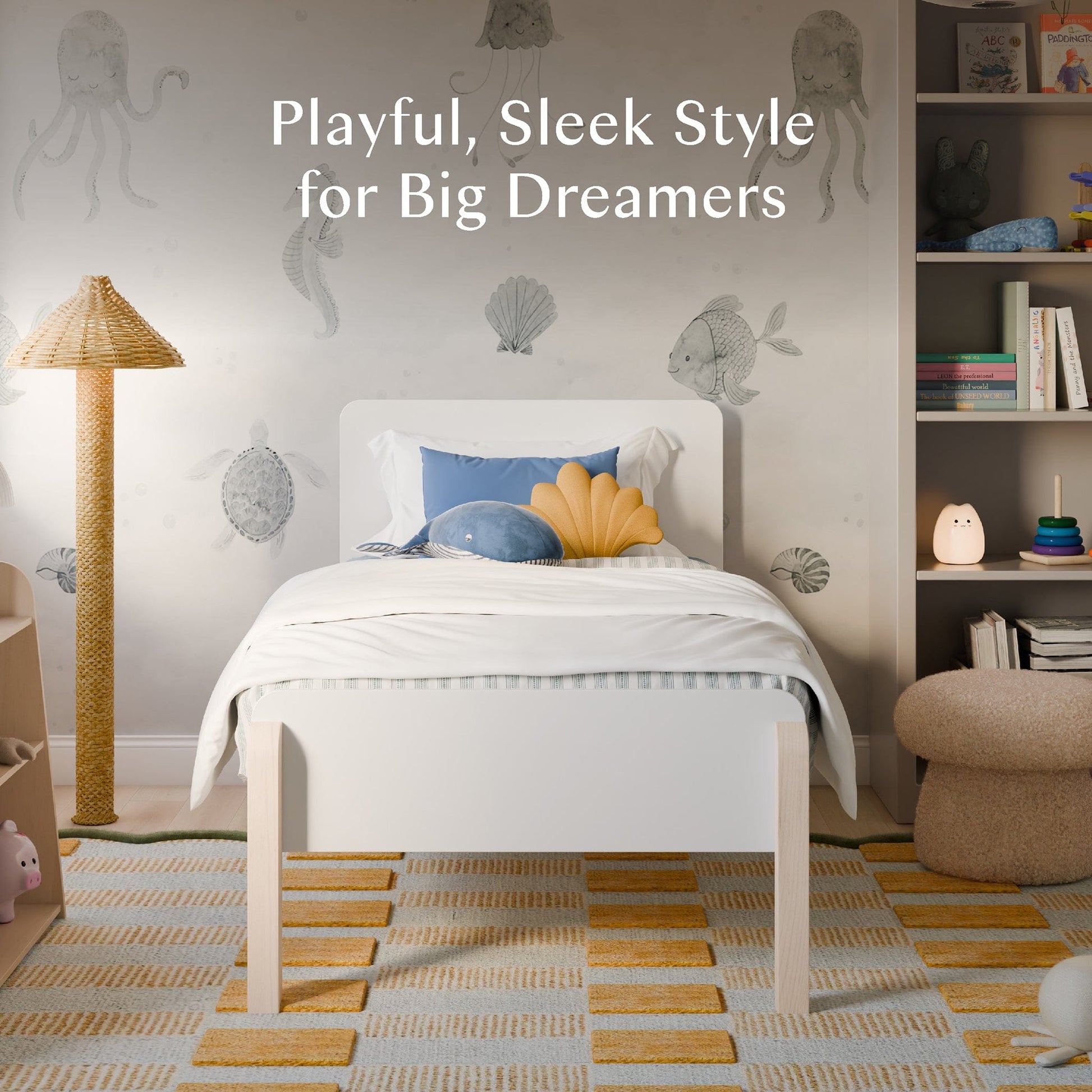 Babyletto TipToe Twin Bed - White/Washed Natural - M18469WNX