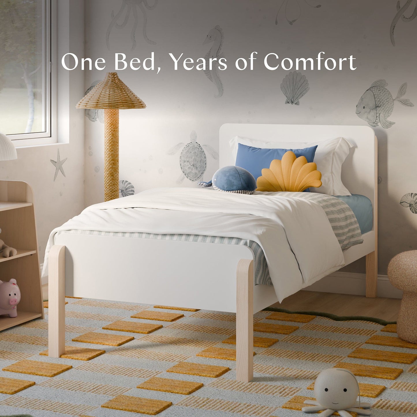 Babyletto TipToe Twin Bed - White/Washed Natural - M18469WNX