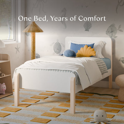 Babyletto TipToe Twin Bed - White/Washed Natural - M18469WNX