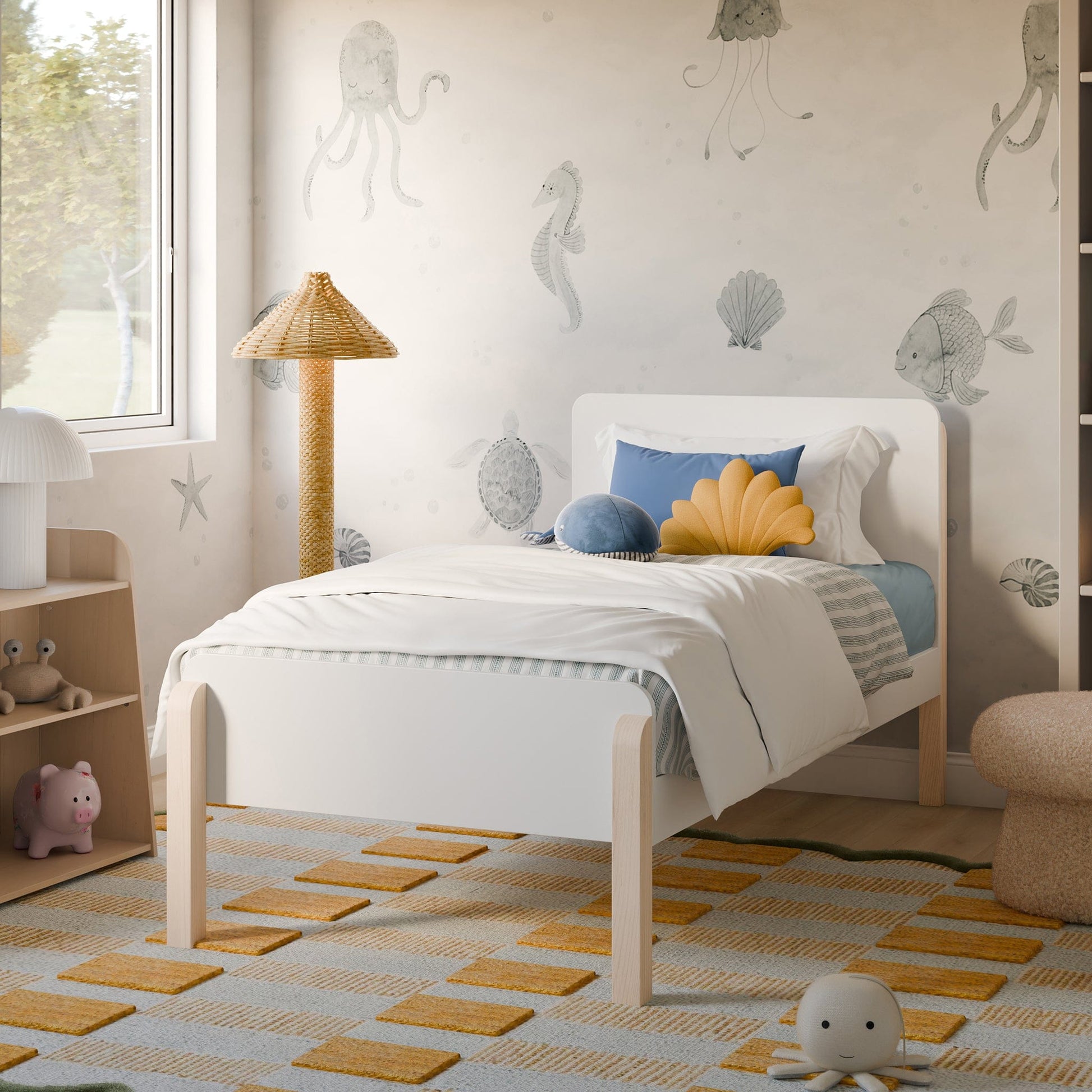 Babyletto TipToe Twin Bed - White/Washed Natural - M18469WNX