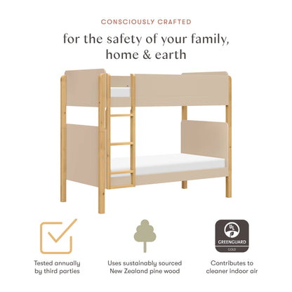 Babyletto TipToe Convertible Bunk Bed - Taupe/Honey