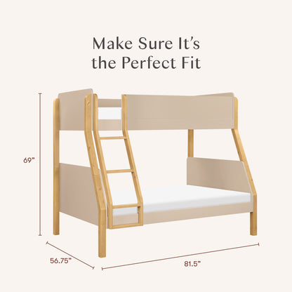 Babyletto TipToe Twin-Over-Full Bunk Bed - Taupe/Honey
