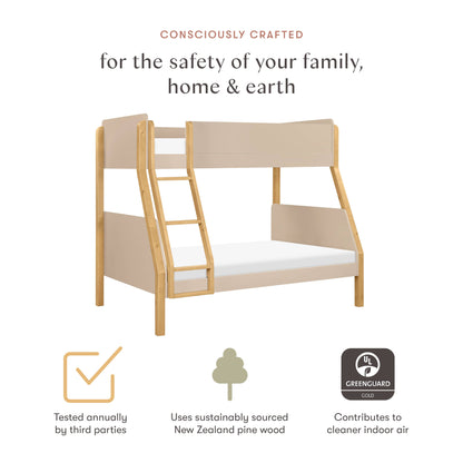 Babyletto TipToe Twin-Over-Full Bunk Bed - Taupe/Honey