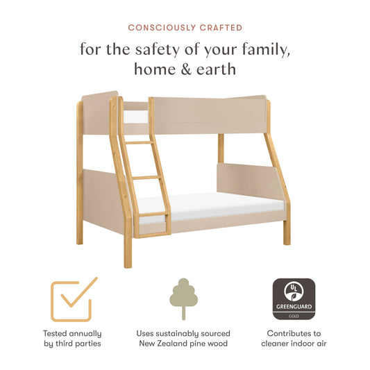 Babyletto TipToe Twin-Over-Full Bunk Bed - Taupe/Honey