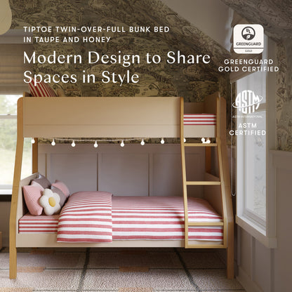Babyletto TipToe Twin-Over-Full Bunk Bed - Taupe/Honey