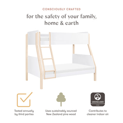 Babyletto TipToe Twin-Over-Full Bunk Bed - White/Washed Natural