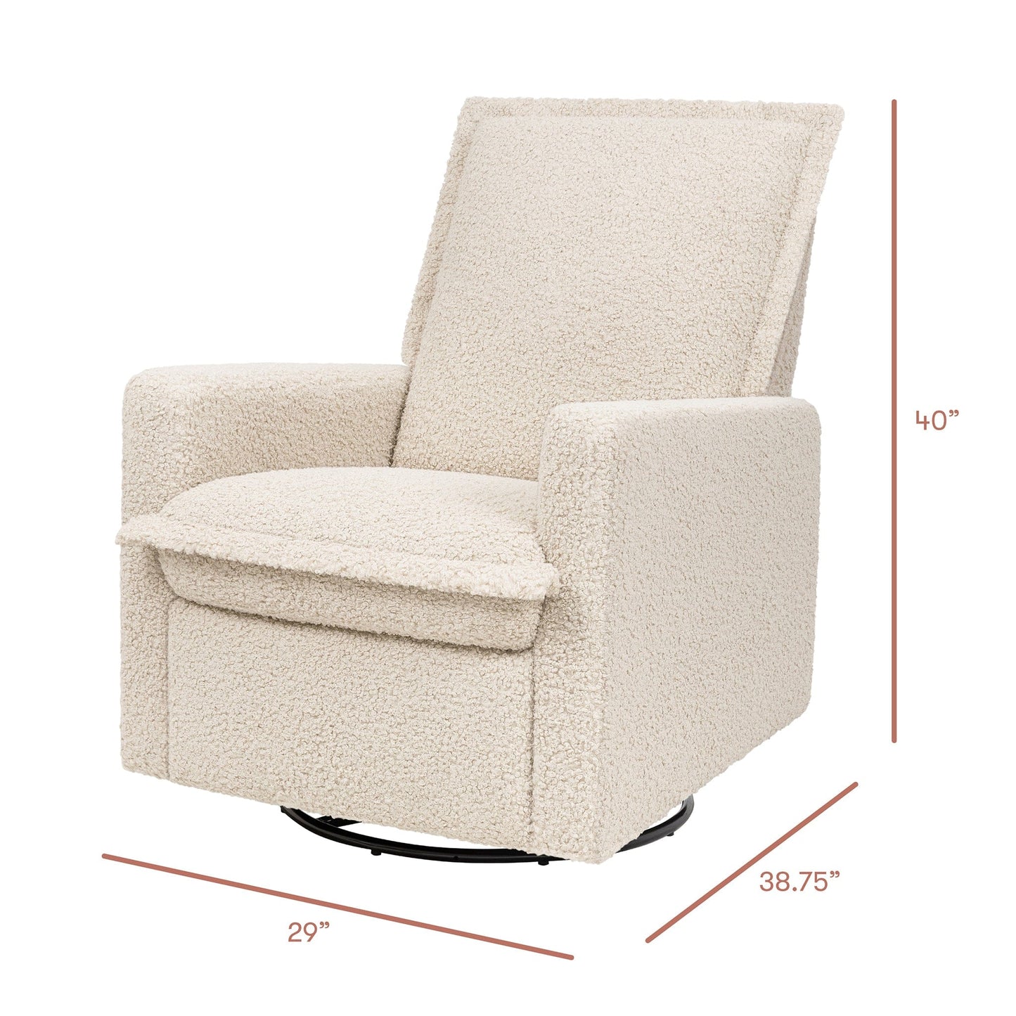 Babyletto Cali Flange Gliding Swivel Recliner - Almond Teddy Loop - M20977AT