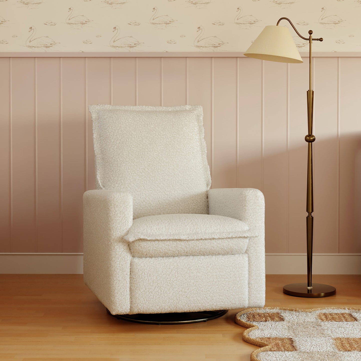 Babyletto Cali Flange Recliner and Swivel Glider - Cream Shearling