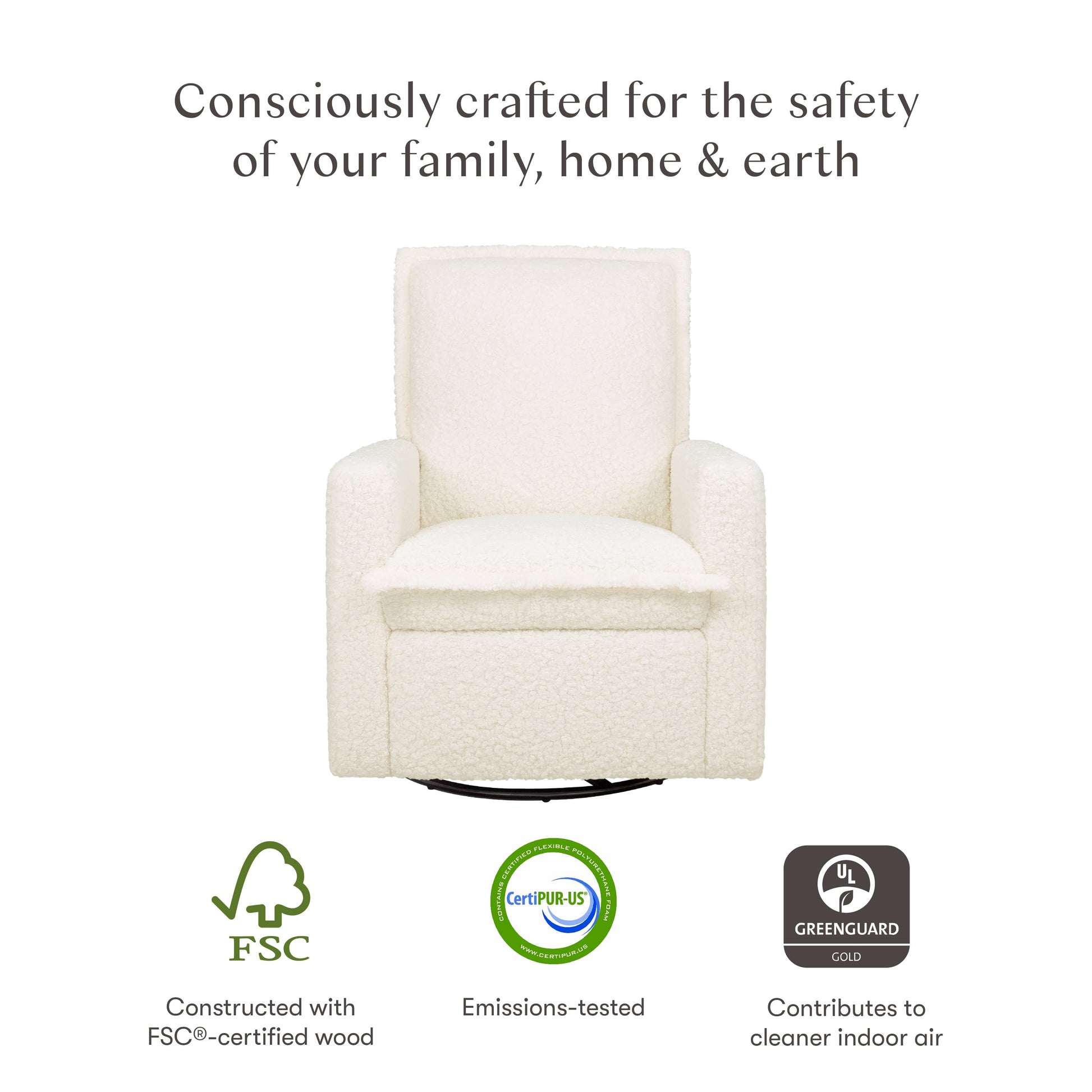 Babyletto Cali Flange Recliner and Swivel Glider - Cream Shearling