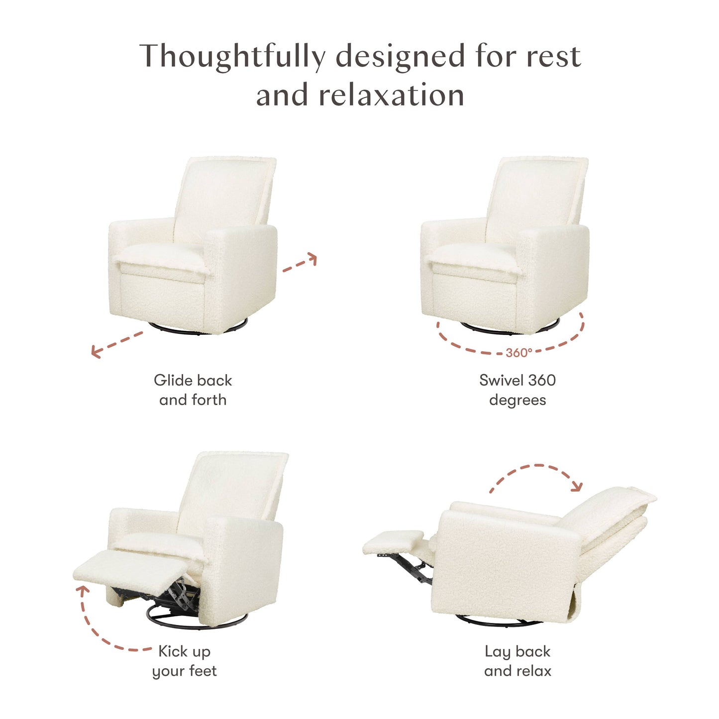 Babyletto Cali Flange Recliner and Swivel Glider - Cream Shearling