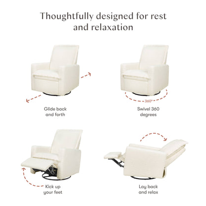 Babyletto Cali Flange Recliner and Swivel Glider - Cream Shearling
