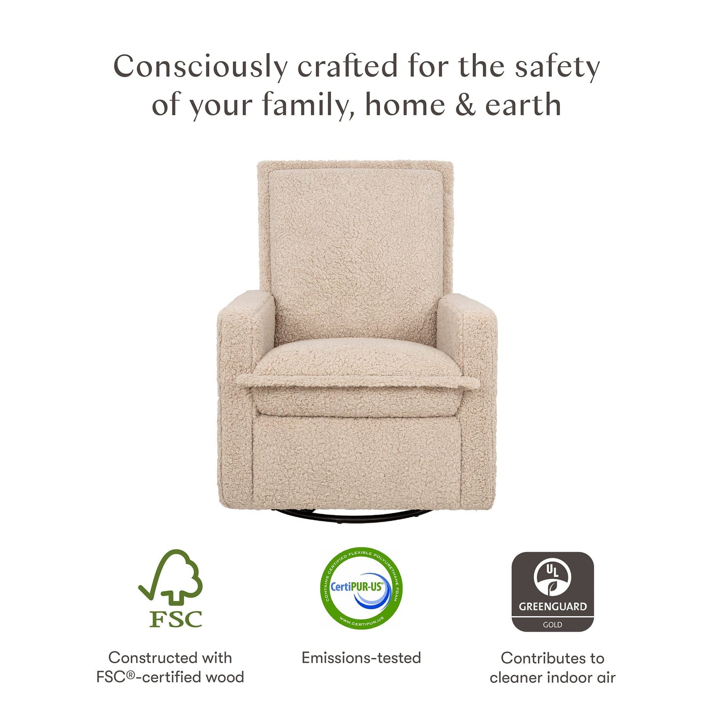 Babyletto Cali Flange Gliding Swivel Recliner - Chai Shearling - M20977CSG