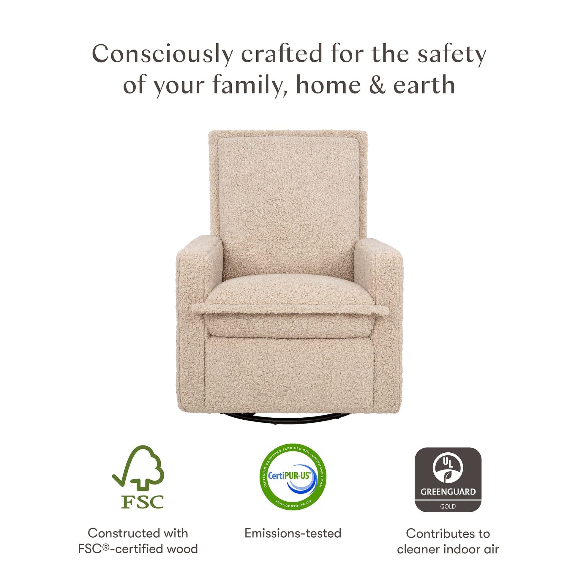 Babyletto Cali Flange Gliding Swivel Recliner - Chai Shearling - M20977CSG