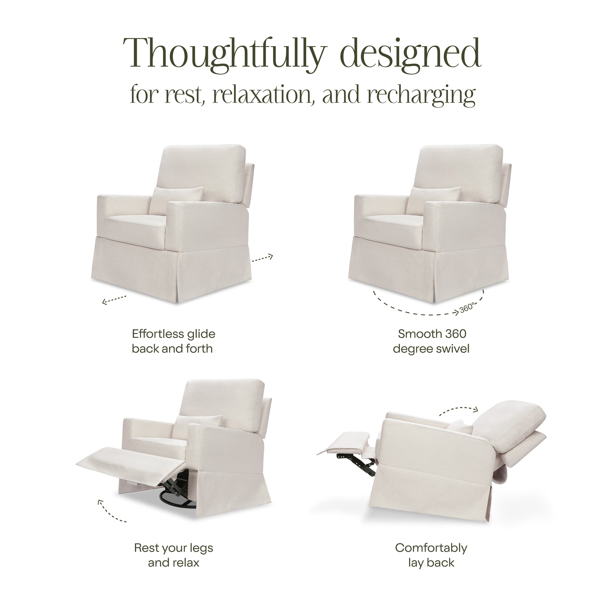 Namesake Crawford Recliner and Swivel Glider - Performance Cream Eco-Weave