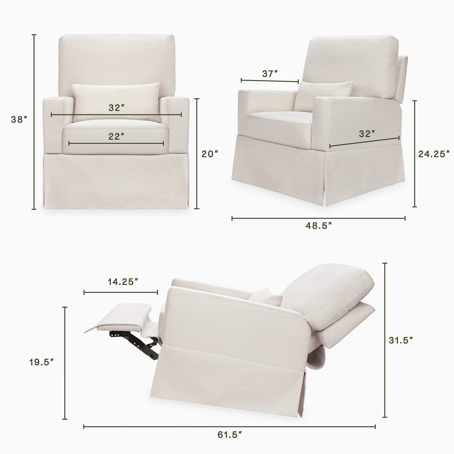 Namesake Crawford Recliner and Swivel Glider - Performance Cream Eco-Weave