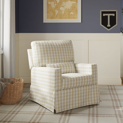 Namesake Crawford Recliner and Swivel Glider - Tan Gingham