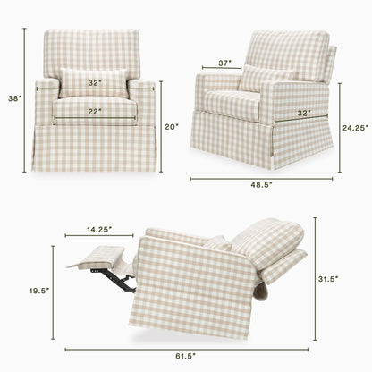 Namesake Crawford Recliner and Swivel Glider - Tan Gingham