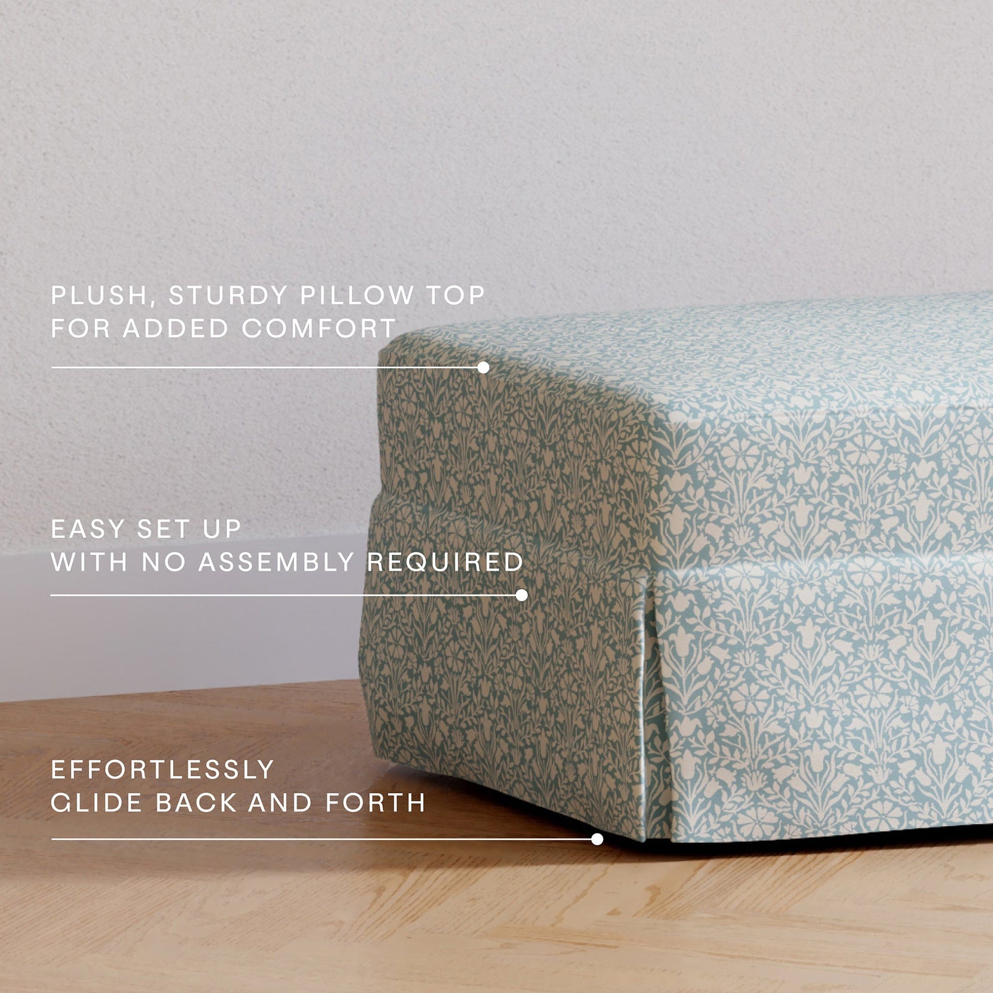 Morris & Co. x Namesake Crawford Gliding Ottoman - Bellflowers in Powdered Blue - M21785BPB