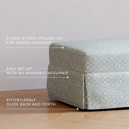 Morris & Co. x Namesake Crawford Gliding Ottoman - Bellflowers in Powdered Blue - M21785BPB