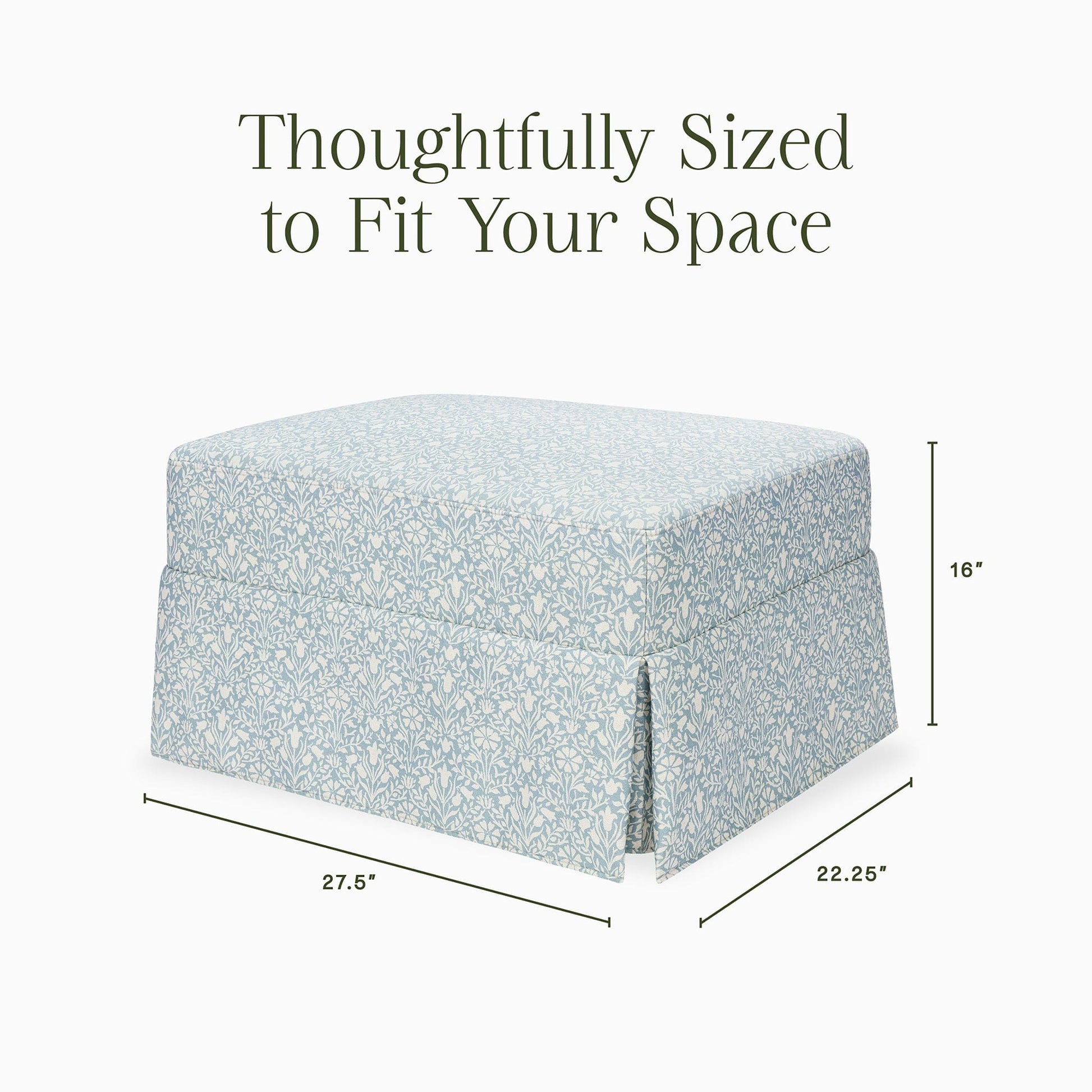 Morris & Co. x Namesake Crawford Gliding Ottoman - Bellflowers in Powdered Blue - M21785BPB