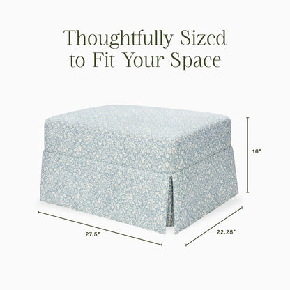 Morris & Co. x Namesake Crawford Gliding Ottoman - Bellflowers in Powdered Blue - M21785BPB