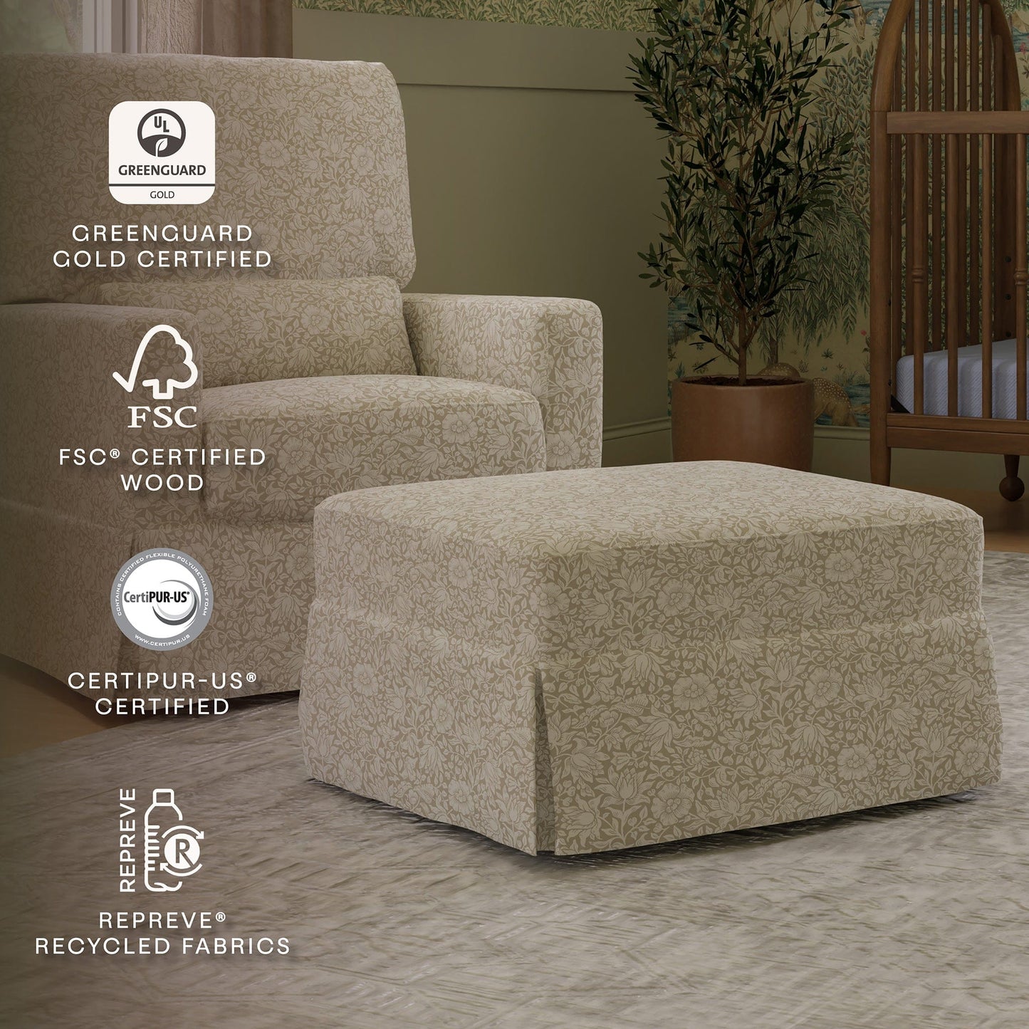 Morris & Co. x Namesake Crawford Gliding Ottoman - Mallow in Ash - M21785MA