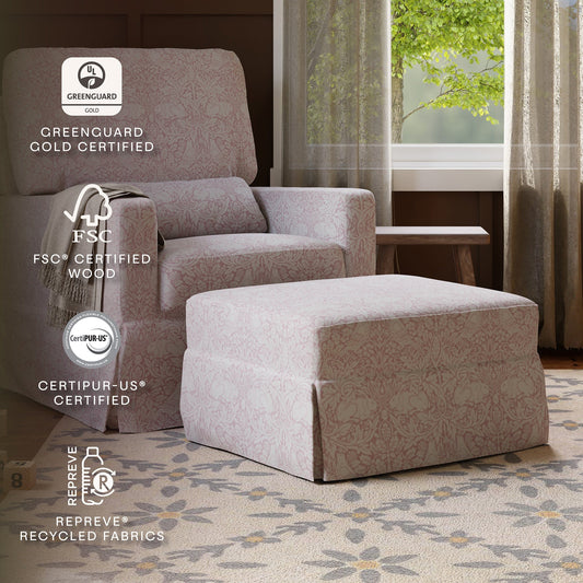 Morris & Co. x Namesake Crawford Gliding Ottoman - Pure Brer Rabbit in Rose - M21785PBRR