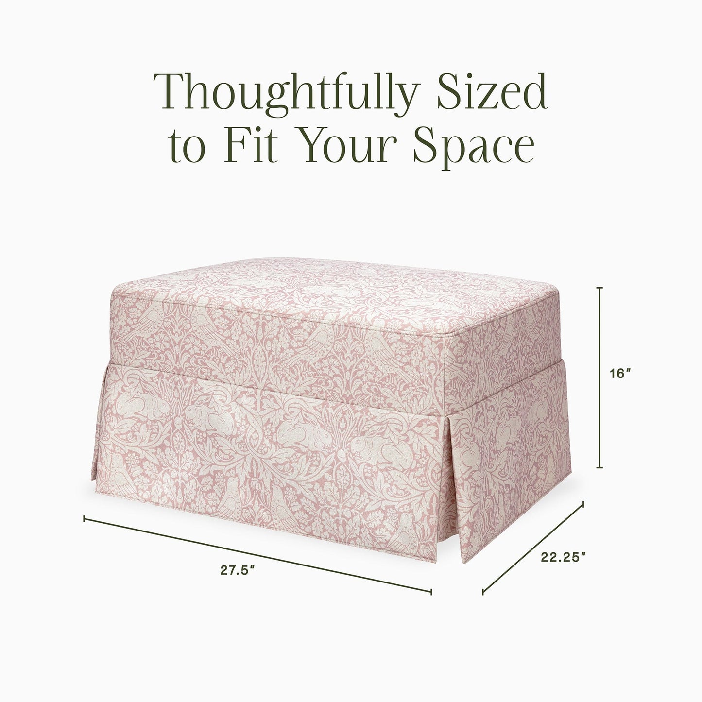 Morris & Co. x Namesake Crawford Gliding Ottoman - Pure Brer Rabbit in Rose - M21785PBRR