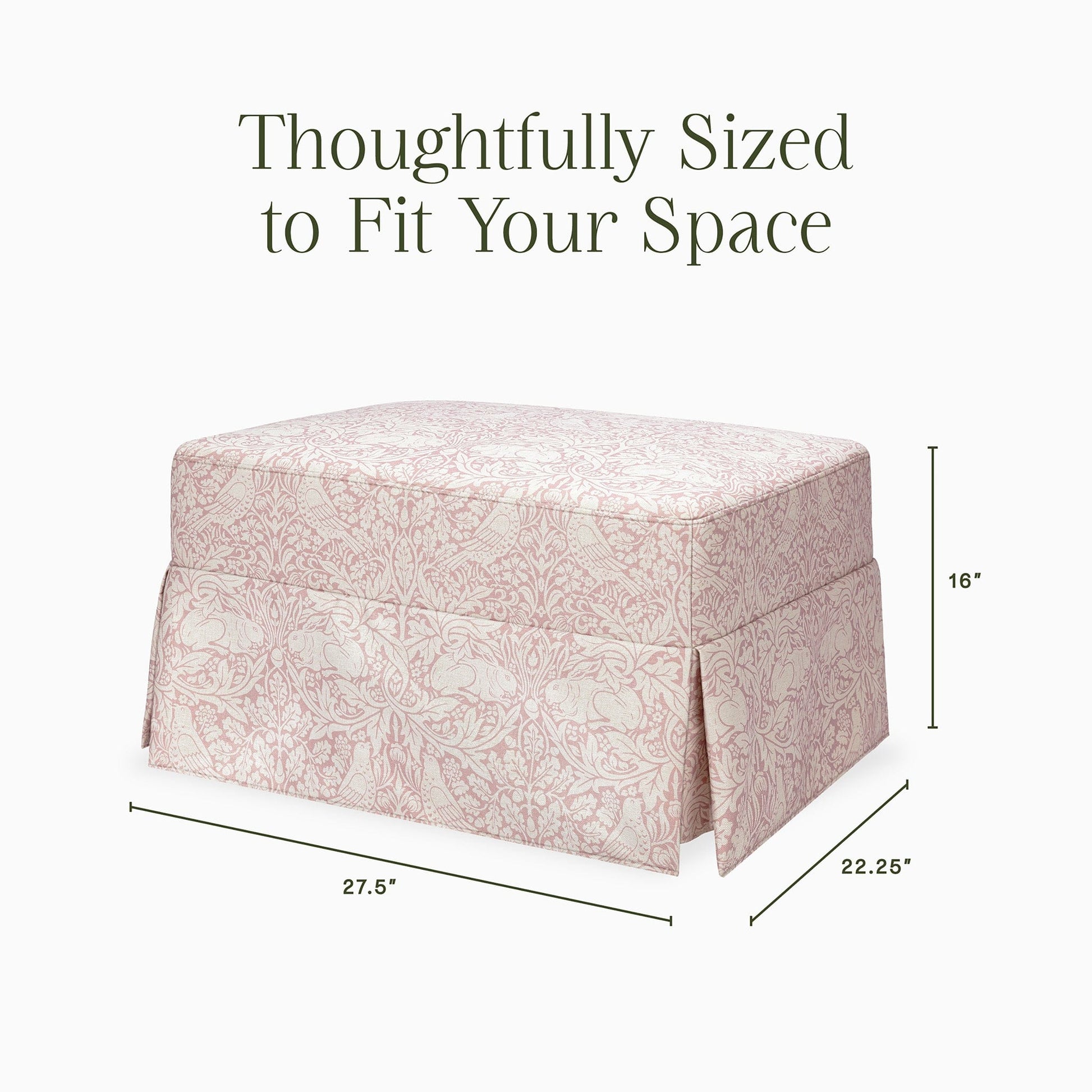 Morris & Co. x Namesake Crawford Gliding Ottoman - Pure Brer Rabbit in Rose - M21785PBRR