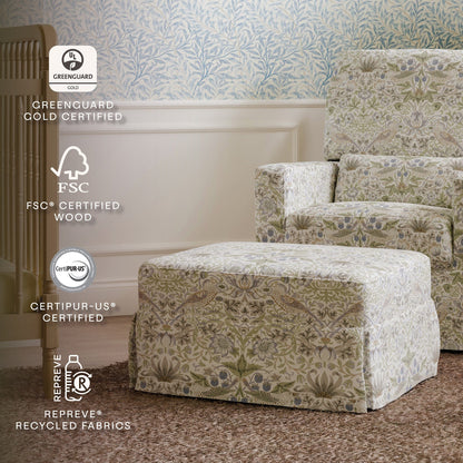 Morris & Co. x Namesake Crawford Gliding Ottoman - Strawberry Thief in Fig & Thyme - M21785TTFT