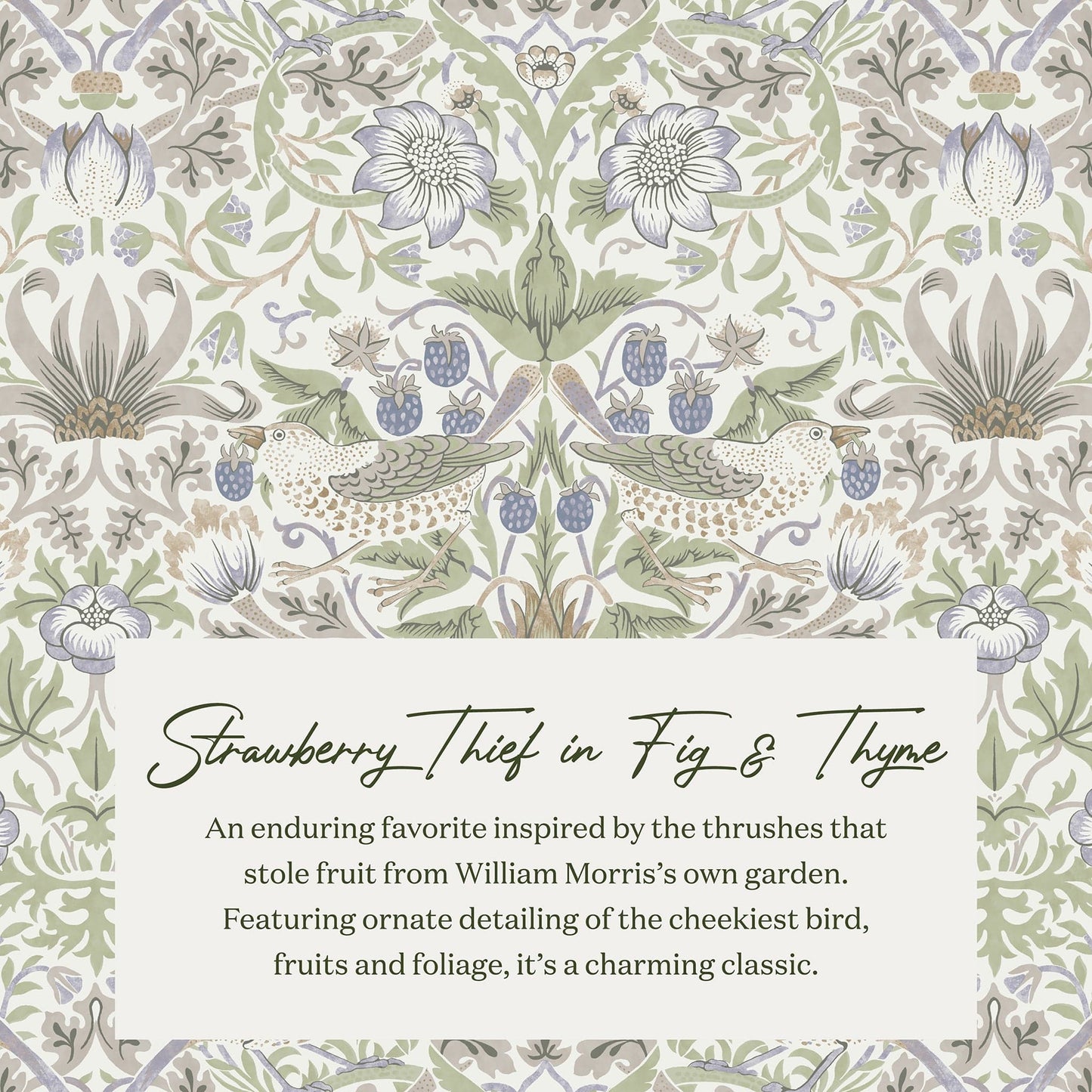 Morris & Co. x Namesake Crawford Gliding Ottoman - Strawberry Thief in Fig & Thyme - M21785TTFT