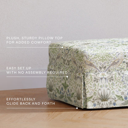 Morris & Co. x Namesake Crawford Gliding Ottoman - Strawberry Thief in Fig & Thyme - M21785TTFT