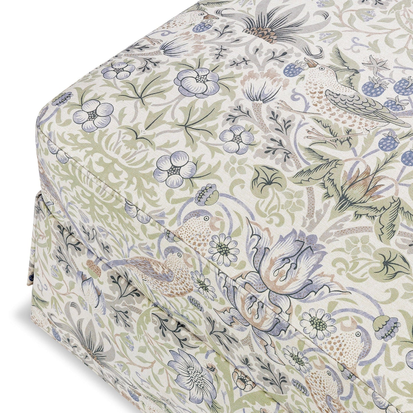 Morris & Co. x Namesake Crawford Gliding Ottoman - Strawberry Thief in Fig & Thyme - M21785TTFT