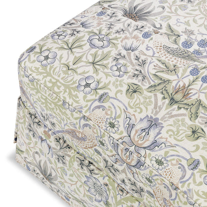 Morris & Co. x Namesake Crawford Gliding Ottoman - Strawberry Thief in Fig & Thyme - M21785TTFT